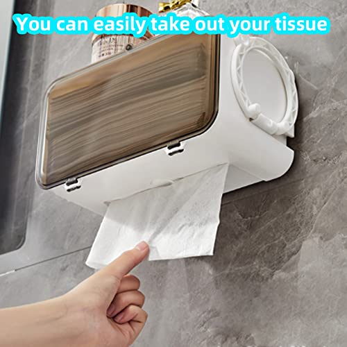 Jaugufiy Hair Dryer Wall Mount Toilet Paper Holder With Storage Shelf，Waterproof Paper Holder Bathroom Paper Roll Holder，Wall Mount Bathroom Organizer，Bathroom Tissue Box #TOP2
