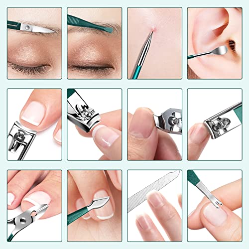 Nail Clippers Manicure Set DUAIU 12PCs Professional Nail Clipper Set Stainless Steel Pedicure Kit for Men Women Nail Care Tools Grooming Kit with Travel Case - Image 4