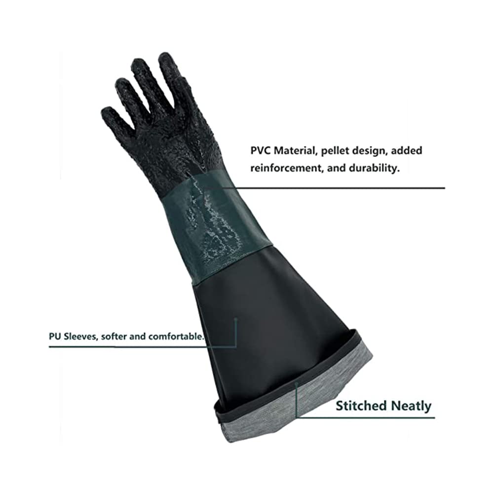 ZYWUOY 1 paire de gants de sablage, 60 x 20 cm, gants de travail pour sablage, armoire de sablage avec supports de gants, pinces en PVC