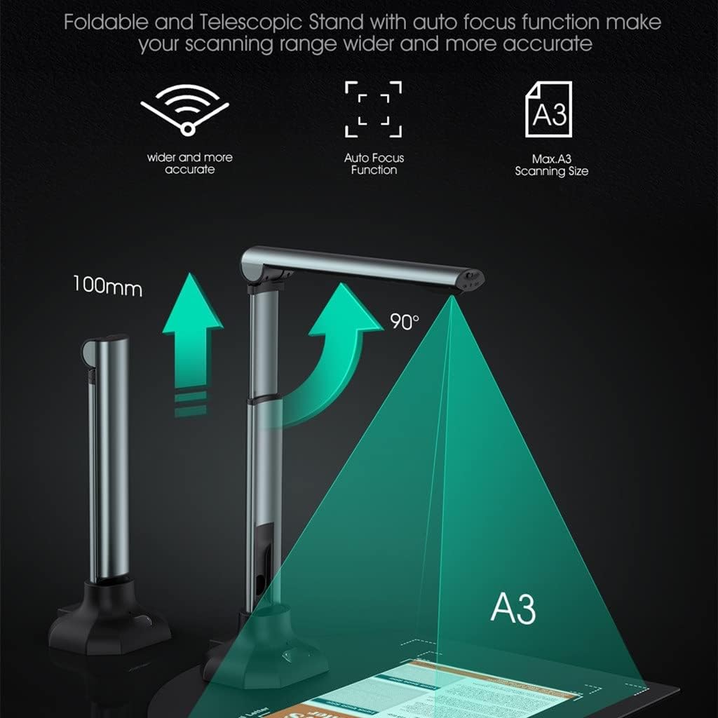 SAGFSD 12MP USB Document Camera Teachers Laptop A3/A4 Size Portable Book Scanner Extension Stand (Color : As Shown, Size : One Size) : Office Products