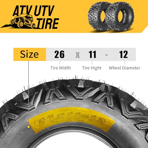 Motorhot 2PCS ATV/UTV Tires 26x11-12 6 PLY Rear Off-Road Tires All Terrain 26x11x12 26-11/12 Tubeless Tires - Thumbnail 6