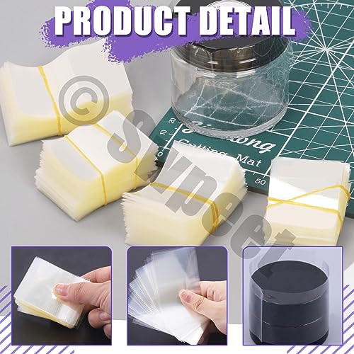 Swpeet 1200Pcs 6 Größen 1.37 1.5 1.8 1.9 2.2 2.4 Klar PVC Schrumpffolie Flasche Schrumpfbänder Sortiment Kit, perforierte Flasche Schrumpfbänder Perfekt für Flaschen, Gläser