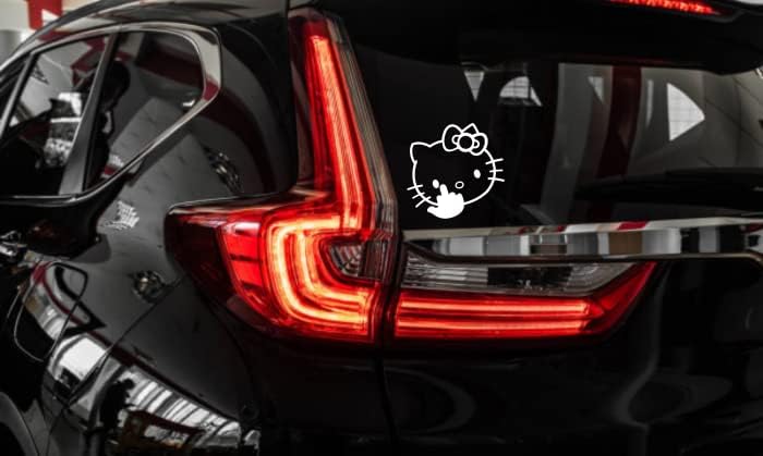 Kitty Car Decal Sticker with Middle Finger for Cars Window Trucks Bumper Vans SUVs Walls Toolbox Gift Laptops 5.5 inches Wide |White|. - Image 3