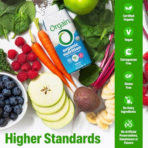 Orgain Organic Nutritional Vegan Protein Shake, Vanilla Bean - 16g Plant Based Protein, Meal Replacement, 21 Vitamins & Minerals, Fruits & Vegetables, Gluten Free, Non-GMO, 11 Fl Oz (Pack of 4) - Thumbnail 7