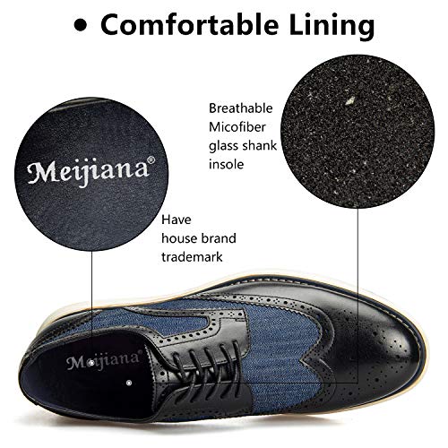 Meijiana Men's Oxford Shoes - Blue - Casual Dress Shoes3