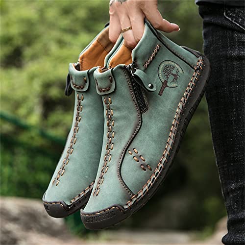 Medieval Boots Leather Renaissance Outdoor Casual Fashion Zipper Slip On Boots for Women Blue Green2