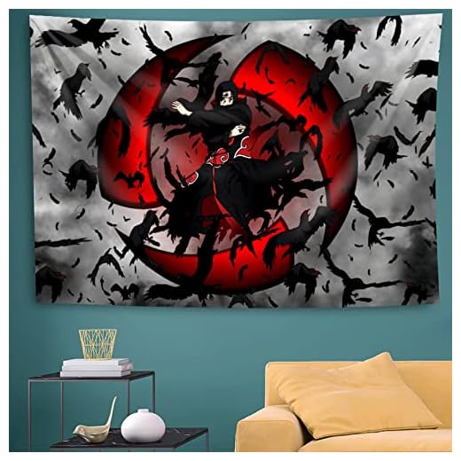 Varkululx Anime Tapestry of Akatsuki,Wall Tapestry of Itachi,Anime Tapestry for Bedroom,Wall Decoration for Livingroom