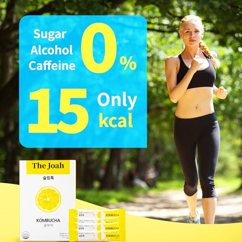 The Joah Lemon Kombucha Powder Sticks, 15 Count (0.18oz×15) - Sugar Free Drink Mix with Probiotics, Prebiotics, Vitamins & Minerals, Sparkling Lemon Flavor — view 3