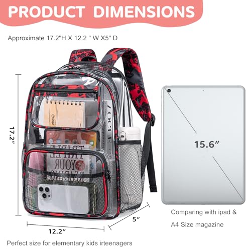 image for Bluboon Clear Backpack Heavy Duty Kids Boys Clear Bookbag See Through 
