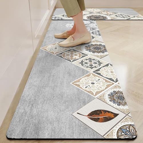 Image of Kitchen Anti Slip Mat for Floor, Waterproof Washable Kitchen Mats, Non Slip Kitchen Floor Mats for Home, Soft Mats for Kitchen, Kitchen Mats for Floor Anti Slip (Mandala- Mountain)