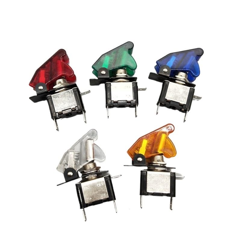 Red Blue Green Yellow White Auto Car Boat Truck Illuminated Led Toggle Switch with Safety Aircraft Flip Up Cover Guard 12V20A(Only Cap White)