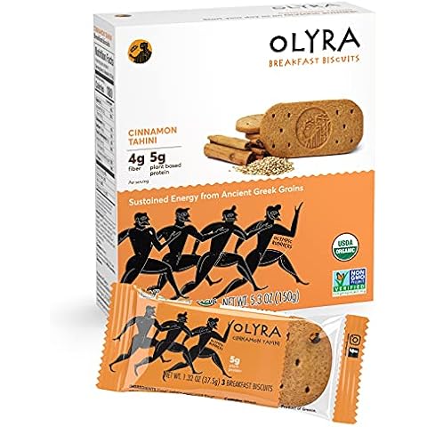 Olyra Breakfast Biscuits Cinnamon Tahini | Kids Healthy Snacks | Low Sugar, High Fiber, Plant-Based Protein | Breakfast Cookies 4 Count (Pack of 1) Cover