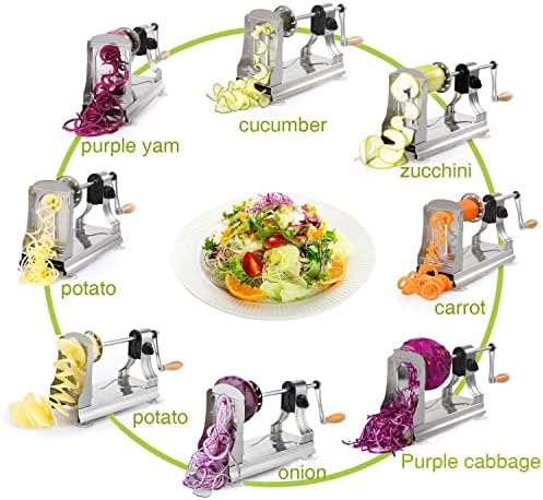 WellToBe CS 668 Spirali Spiral Cutter with 6 Blades and 4 Suction Cups for Spirals Veg Pasta, Hand Vegetable Spiral Cutter for Carrots, Cucumbers, Potatoes, Pumpkins, Courgettes