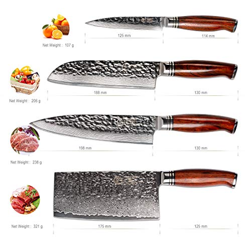 YARENH Cleaver Knife Set with Block, 5 Piece Professional