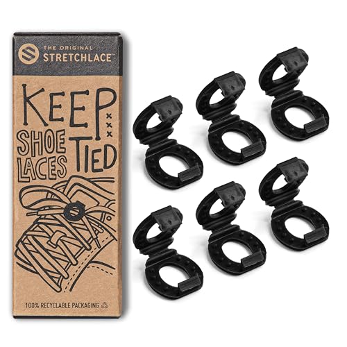 THE ORIGINAL STRETCHLACE Shoelace Knot Clip – Shoe Lace Clip That Lock Knots in Place for Running, Sports and Everyday Wear, Black