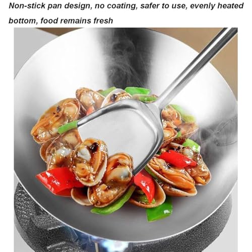 Wok de acero inoxidable base curva 38 cm miniatura 4