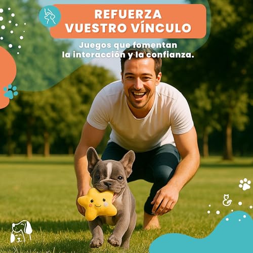 WOOF&MIAU® Pack 8 Juguetes para Perros | Juguetes para Perros pequeños | Juguetes para Cachorros | Juguetes interactivos para Perros pequeños| Peluches, Cuerdas, Mordedor y Pelota Rellenable - imagen 7