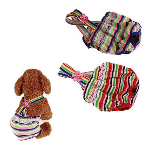 LEMON PET Female Dog Diapers with Adjustable Tighten Strap Physiological Sanitary Panties Washable Reusable Puppy Nappies, 2pcs Pack (L, Blue + Red)