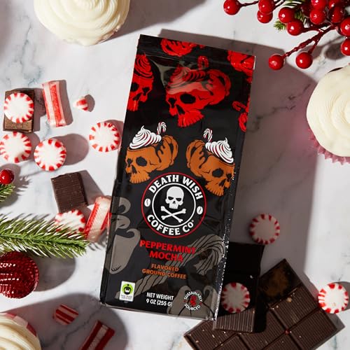 Image of Death Wish Coffee - Peppermint Mocha Flavored Ground Coffee (18 Ounce)