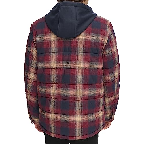 Image of Levi's mens Plaid Sherpa Lined Hooded Shirt Jacket (Regular & Big & Tall Sizes)