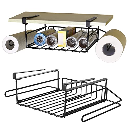 ZDDLOINP Panier de Rangement Sous Tablette, 2Pcs Rangement Suspendus en MéTal, Corbeilles à Suspendre en MéTal Pour Armoires de Cuisine, Bureau, Garde-Manger, Salle de Bain, Armoire Cover