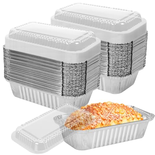 LeonBach 50 Pack Disposable Mini Loaf Pans with...