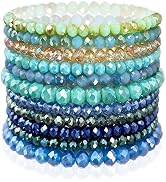 CATCHY & CRAFTY Bracelet Crystal Stretch Stackable Layering Colorful Statement Bracelets Women Gl...