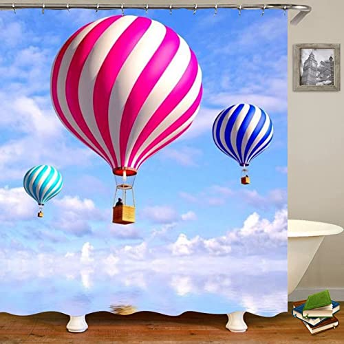 Rideau de douche imprimé montgolfières KnSam en polyester imperméable de dimensions 165x200cm - 2
