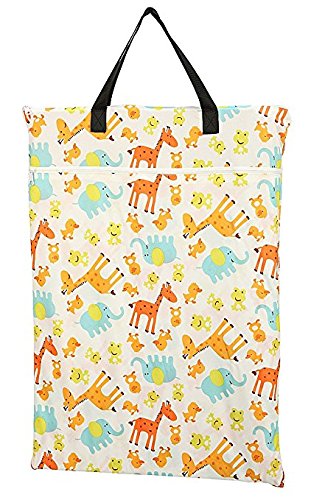 Large Hanging Wet/Dry Cloth Diaper Pail Bag for Reusable Diapers or Laundry (Giraffes) image 2