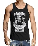 Stylotex Herren Tank Top Basic Training to be Super Saiyan, Farbe:schwarz, Größe:XL