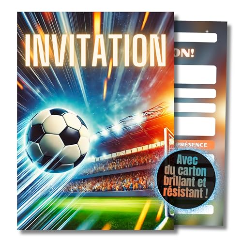 HIDEBLOOM Carte Invitation Anniversaire Garçon Football - 12 Pièces - Format DIN A6 (10,5 cm x 14,8 cm) - Carton Invitation Anniversaire Enfants - Cartes...