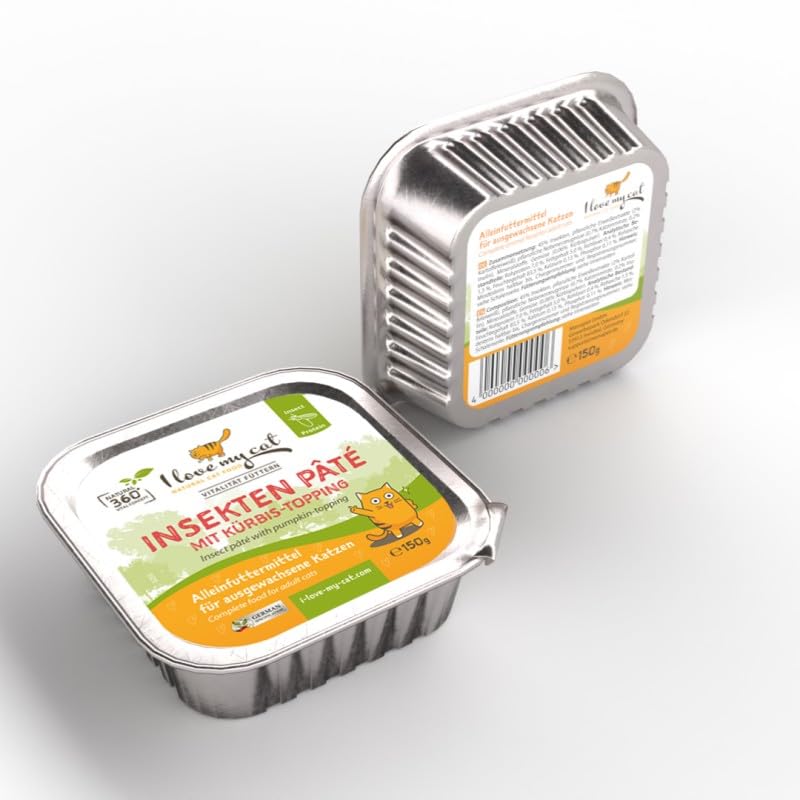 I Love My cat Set – Insekten-Paté mit Kürbis-Topping (12 x 150 g) + Insekten-Snack (50 g) | Hypoallergenes Nassfutter & Snacks für ernährungssensible Katzen | Getreidefrei & natürlich