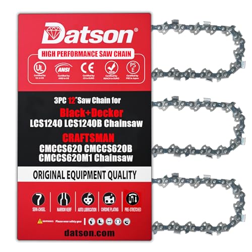 3PC 12 inch Chainsaw Chain for Black+Decker LCS1240 LCS1240B Chainsaw, 12" Replacement Chain for CRAFTSMAN CMCCS620 CMCCS620B CMCCS620M1 Chain Saw