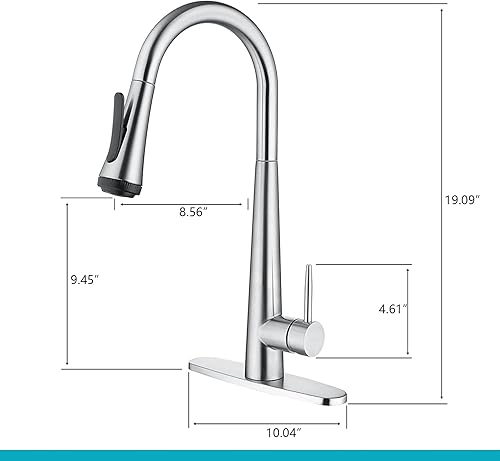 Miniatura 6 de Grifo de cocina con rociador desplegable grifo de fregadero de cocina de arco alto, grifo de fregadero de una sola manija, grifos comerciales