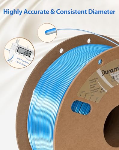 Image of DURAMIC 3D Silk Dual Color PLA Filament Shinny High Gloss Finish 1.75mm | 3D Printing Filament with Cardboard Spool,No-Tangling Neatly Wound Dimensional Accuracy 99% + /- 0.03mm 1KG Silk Blue Silver