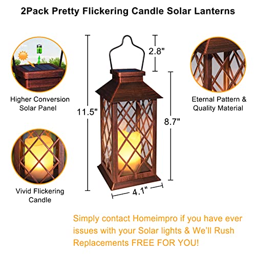 2 Pack Homeimpro Solar Lantern Hanging Garden Outdoor Lights Flickering Flameless Candle Waterproof Led Lamp For Table Patio Lawn #TOP3