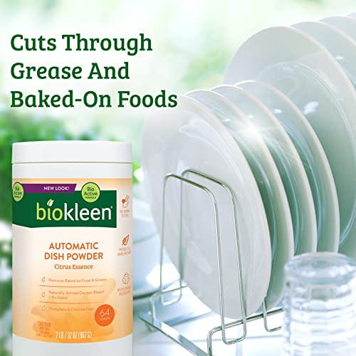 Biokleen Plant Based Automatic Dishwasher Dish Soap Powder- Spot-Free Results, 32 Oz Citrus #TOP3
