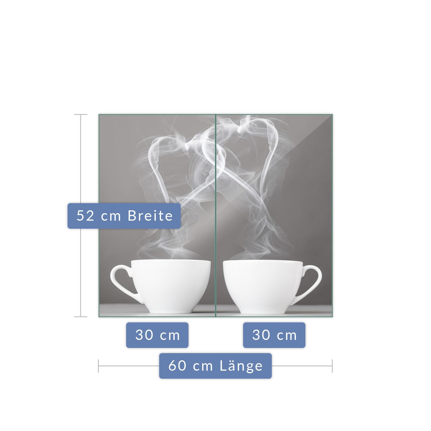 Herdabdeckplatte Abdeckung Ceranfeld Abdeckplatte Schneidebrett 2-Teilig 60x52 Kaffee Herzen Schwarz- Weiss Spritzschutz Glasplatte Ceranfeldabdeckung Sicherheitsglas Glasschneidebrett 2x30x52