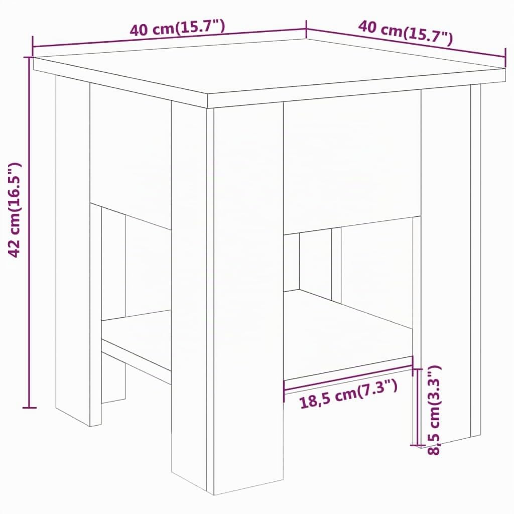 vidaXL Mesa de Centro Auxiliar Consola Mesita Salón Lateral Café Sofá Sala de Estar Muebles Decoración Color Roble 40x40x42 cm Madera Contrachapada