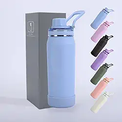 Garrafa Térmica 500ml - Parede Dupla Isolada a Vácuo de Aço Inox, Acompanha Base Emborrachada, Bebidas Geladas por 24 Horas e Quentes por 12 Horas (Azul Turquesa)