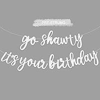 Vista 37 de BEISHIDA Pancarta "Gold Go Shawty It's Your Birthday" – 11.4 pies, NO DIY, pancarta de feliz cumpleaños con temática de hip hop con purpurina