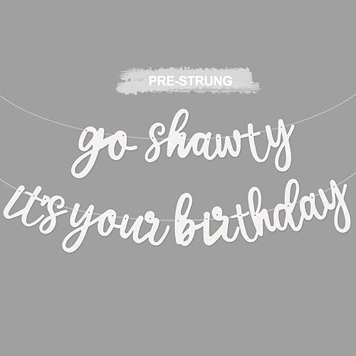 Miniatura 179 de BEISHIDA Cartel Purple Go Shawty It's Your Birthday - No DIY - Cartel de feliz cumpleaños con purpurina con temática de hip hop, pre-encordado