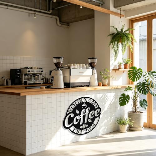 Image of Personalized Coffee Metal Sign, Custom Coffee Bar Signs, Custom Name Signs for Cafe Station, Coffee Wall Art Decor for Kitchen, Cafe Shop Decor, Cafe Lover Gift
