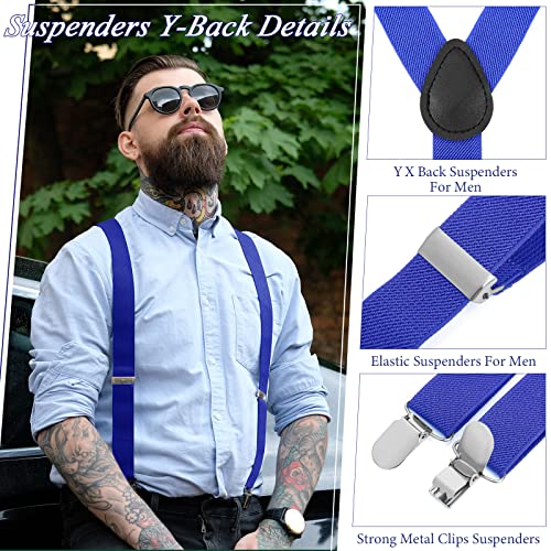 Image of 9 Pieces Y Back Style Unisex Suspenders Adjustable Elastic Suspenders for Men Women Rainbow braces with Clip for Pants