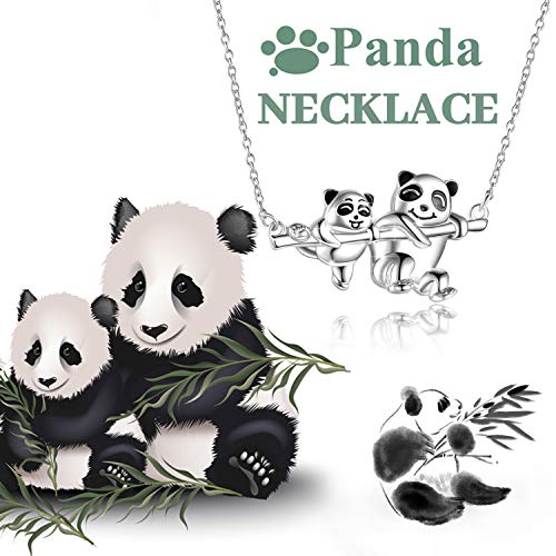 Mutter und Tochter Halskette, Panda Halskette Sterling Silber S925 Nette Halskette Tier Panda Anhänger Mutter Halskette Tochter Halskette (Panda Halskette) - 6