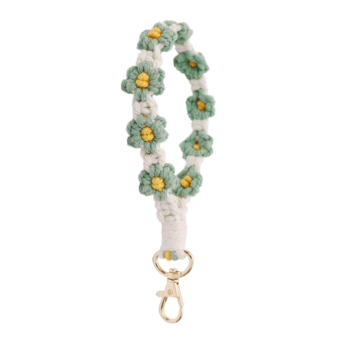 XGALBLA Cute Macrame Keychain Boho Handmade Weave Wristlet Bracelet Keychain Floral Wrist Lanyard Keyring Holder for Women