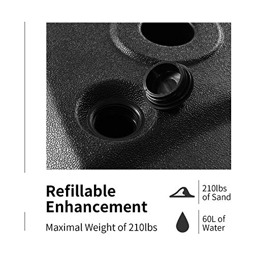 Giantex 60L Universal Offset Umbrella Base Plastic Weighted Stand, Filled With Water Or Sand, Heavy Duty Lawn Yard Patio Offset Umbrella Base Stand With Wheels, Black #TOP7