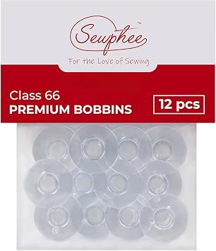 12pcs Sewing Machine Bobbins Clear Class 66 Compatible Singer Bobbins Packaged in Canada - Durable Plastic Bobbin Set