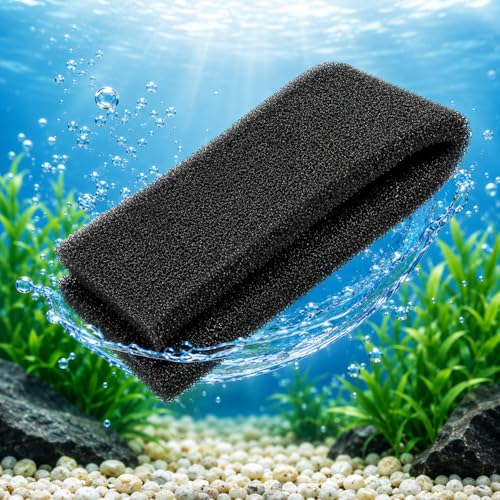 Image of DESPACITO Fish Tank Filter Sponge Aquarium Filter Pad Cotton for Fish Tank Washable & Reusable Biochemical Sponge Filter for Aquarium Filter Media Accessories Filtration Foam (Black, (64 * 12 cm))