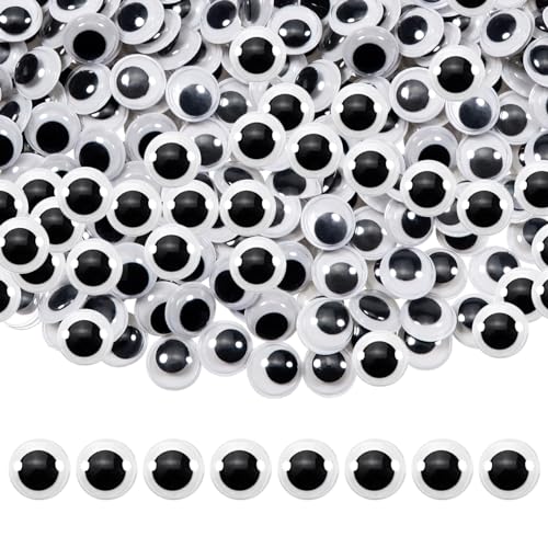 TOAOB 300pcs 15mm Plastic Wiggle Googly Eyes Self Adhesive White